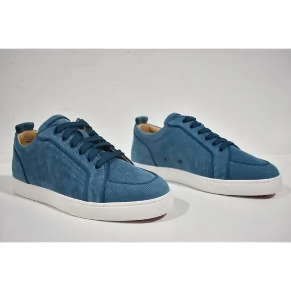 Christian Louboutin Men Rantulow Orlato Flat Blue Corduroy Low Top